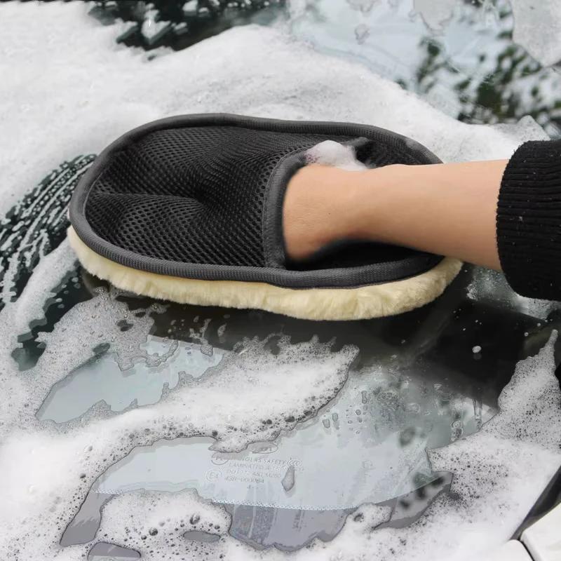 Car Cleaning Sponge Glove Car Polishing Washing Mitt Gloves Microfibre Wash For Automotive Kitchen Homes Cleaner Wool