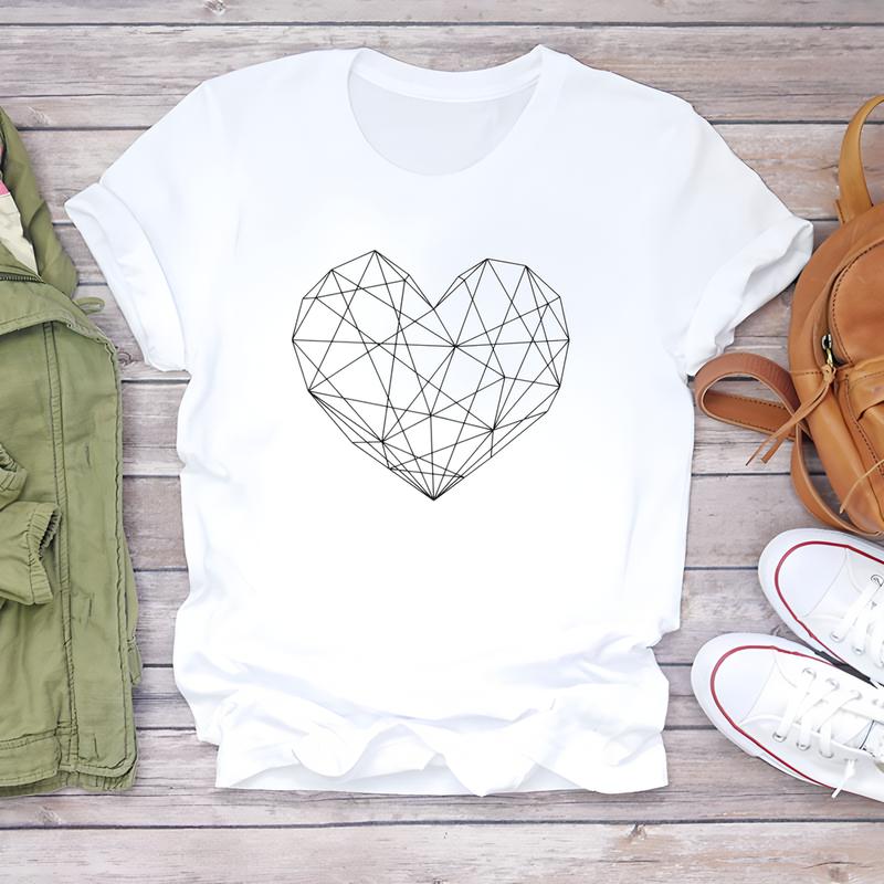 Cute printed women's T-shirt, short-sleeve summer style, perfect for daily trendy fashion wear.