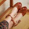 New European and American Style High Heel Thick Heel Buckle Roman Sandals Large Size Sandals
