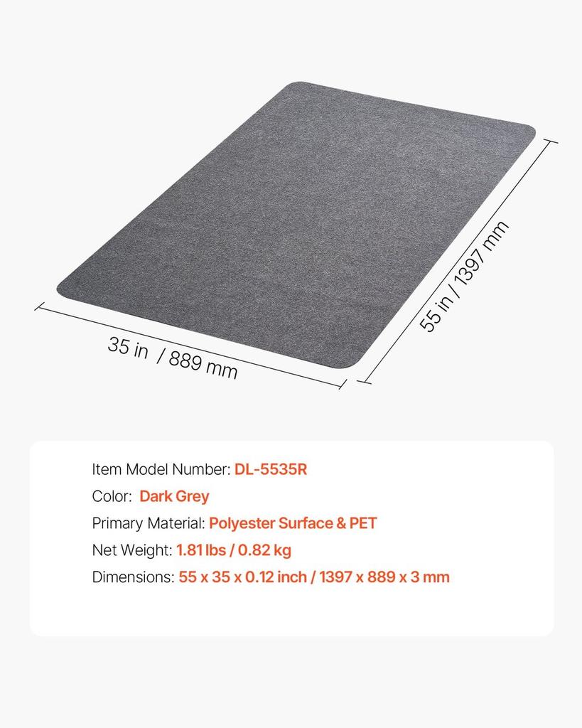 Tappetino per Sedia, 897 x 1396 mm Tappetino per Sedia da Ufficio per Pavimenti Duri, Protezione per Pavimento per Sedie a Rotelle, Superficie in Poliestere, Antiscivolo e Facile da Pulire, Liscio