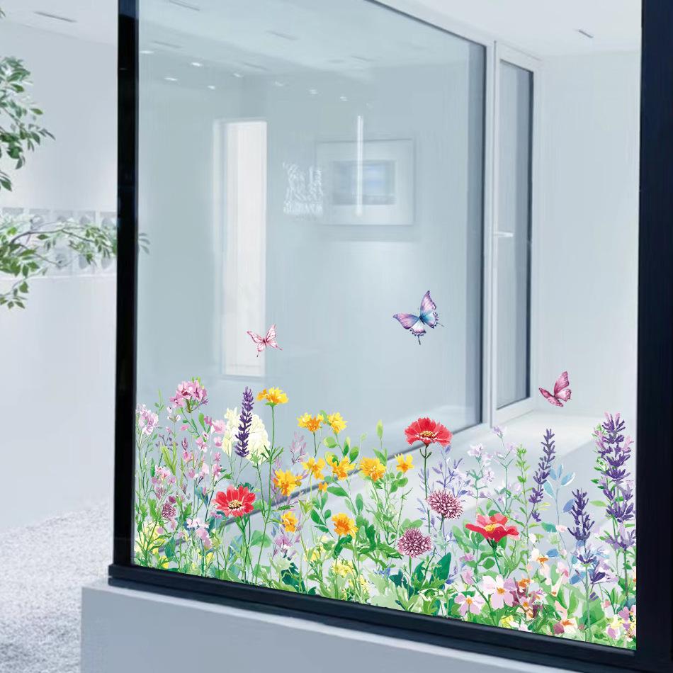 Creative Plants Flowers Butterflies Skirting Boards Wall Stickers Decoration Living Room Bedroom Waistline Home Decor Self-adhesive