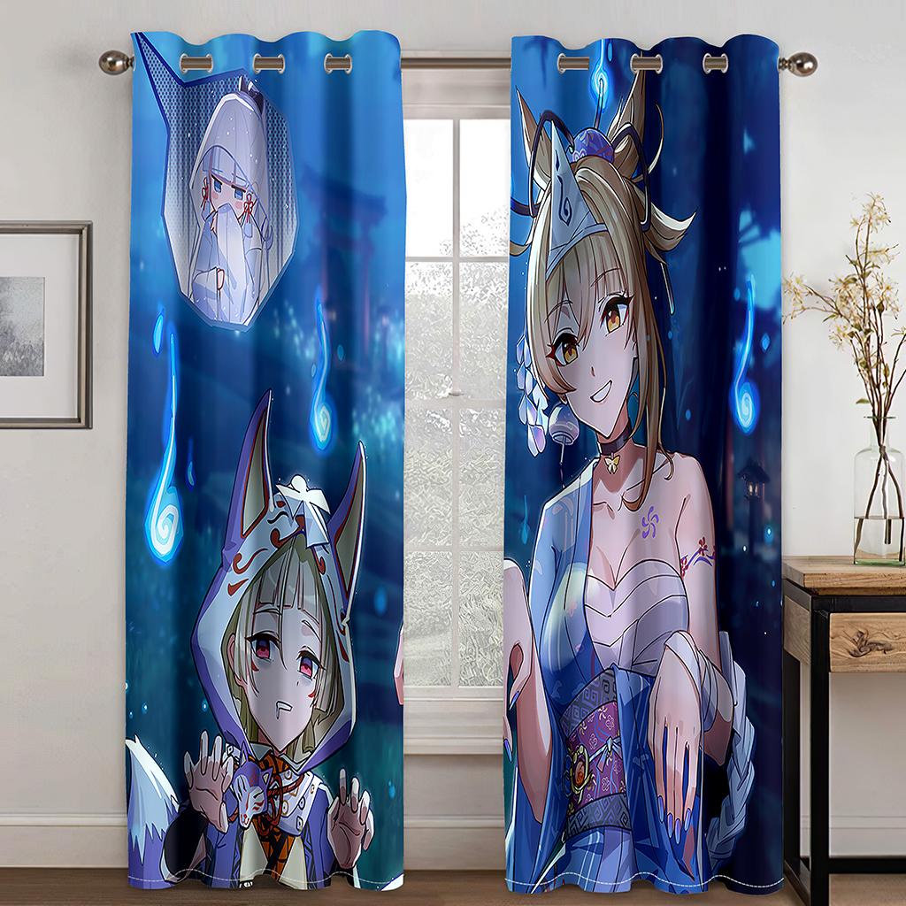 3DCartoon Game Character Beauty Curtains 2 Panel Kids Favorite Anime Curtains Boys Girls Room Bedroom Living Room Decor Curtains