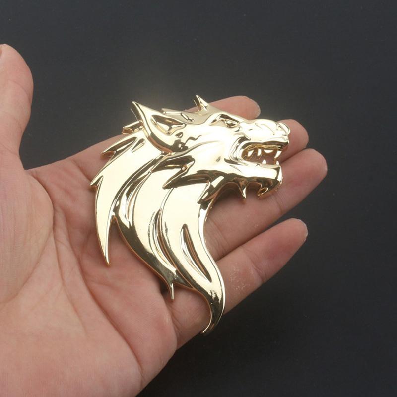 2pcs Wolf Totem Badge Car Personality Wolf Head Metal Car Sticker Modified Car Logo Wolf Head Sticker Metal Wolf Logo