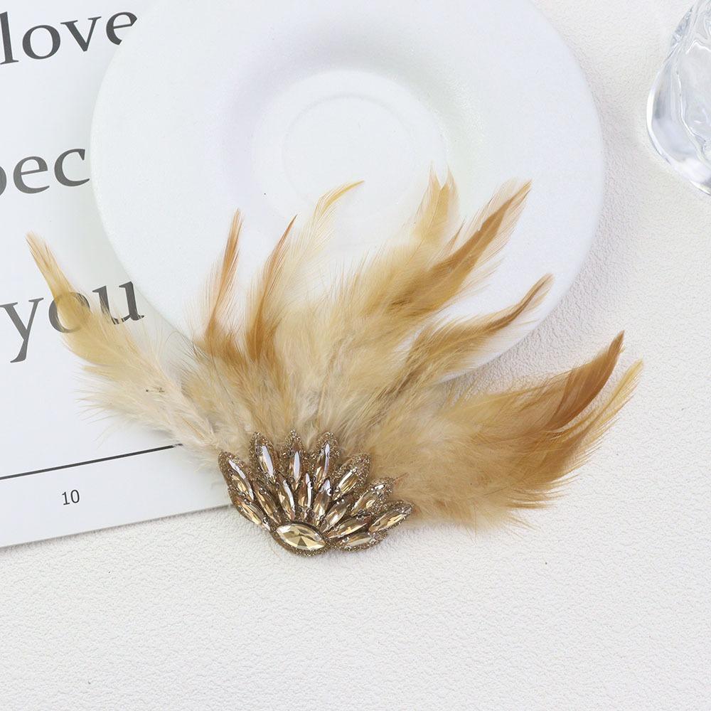 Gothic Style Rhinestone Feather Brooch Handmade Shoulder Strap Boutonnieres Flowers Dance Costume