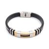 Man Bracelets Stainless Steel Casual Adjustable Bracelet For Men Waterproof Silicone Bangles Black Wristband Punk Trendy Jewelry
