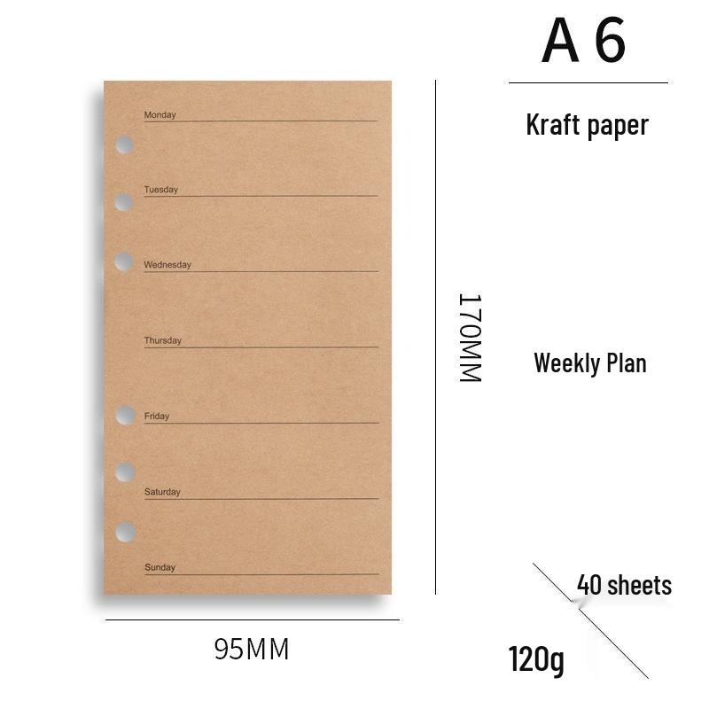 A6 Loose-Leaf Multi-Functional Planner: Daily/Weekly Plan & Accounting Inserts - Removable Inner Pages Replacement