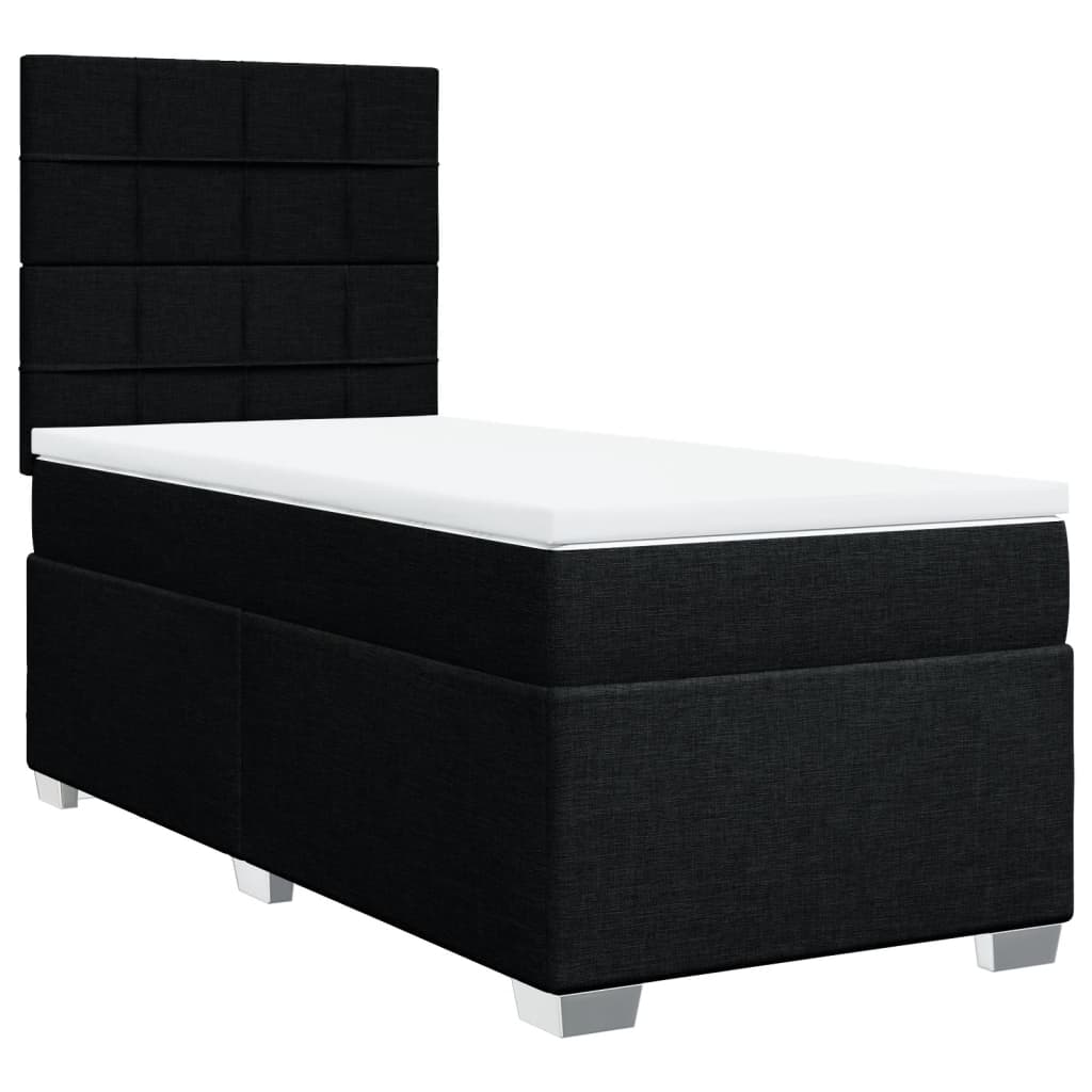 Vidaxl Continental Bed with Mattress, Black, Fabric 90X190 Cm