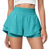 Hohe zweiseitige Sportshorts für Damen Dehnbar Schnelltrocknend Laufen Workout Yoga Skorts mit breitem Bund
