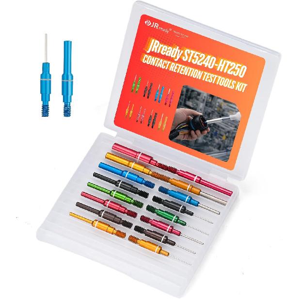 

JRready ST5240-HT250 Connector Inspection Tool Kit,16 Pcs Contact Socket&Pin Tester Tips Tool with Work for Electrical System Tools,Detachable 8Pairs Tester Tip