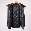 Maillard down jacket, fleece thickened leather jacket, women's one winter medium and long new leather locomotive jacket