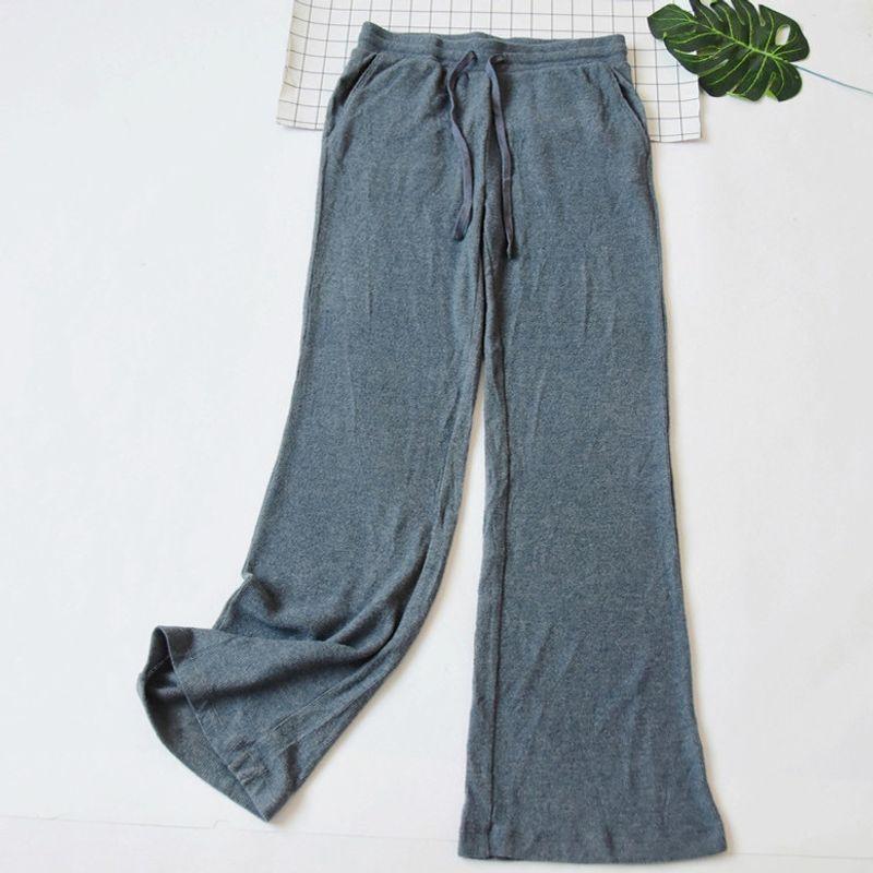 Women's Spring & Fall Soft Stretch Knitting Pajama Pants Can Be Outwear Casual Thin Velvet Home Pants Slightly Stretch Mop Trousers