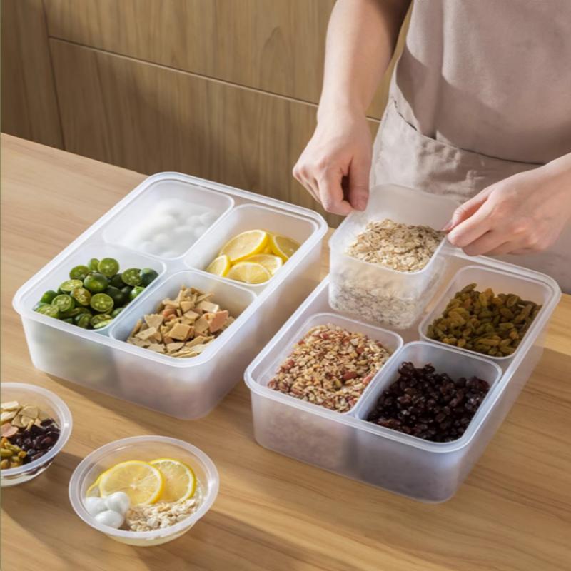 4 In 1 Transparent Fridge Storage Crisper Box M/L Size BPA Free for Meat Vegetable Meal Prep Pantry Use