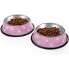 SAVORI Bling Dog Bowls Pink, 640ML Handmade Bling Rhinestones Stainless Steel Pet Bowls Double Food Water Feeder for Puppy Cats Dogs - Set of 2