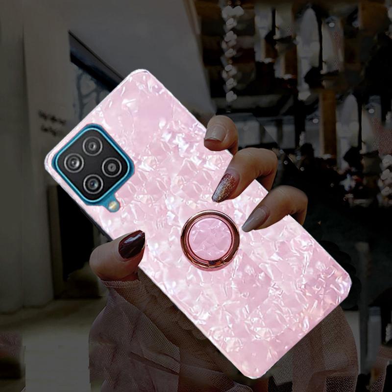 

Блестящий чехол-держатель в форме ракушки Laser Dream для телефона A03S A13 A22S A22 A32 A42 A52 A72 5G M42 M51 M52 S20 S21 S22 Ultra Plus, мягкая задняя крышка из ТПУ с подставкой Samsung Galaxy A22S 5G розовый