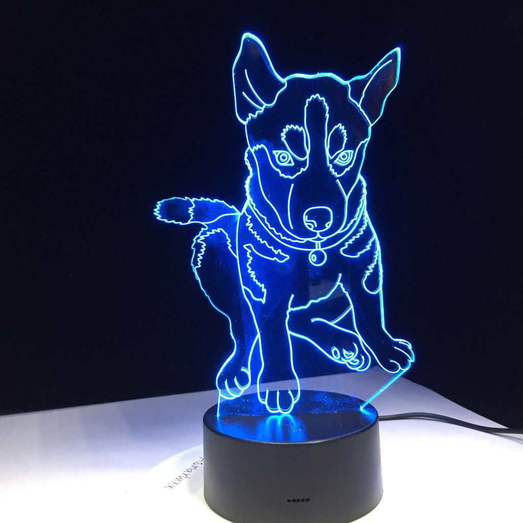 Factory Dropshipping ODM Rechargeable Touch Switch Dog Arylic Panel Box Table Night Lamp  16 Colors Change 3D LED Light