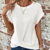 Cross-border Solid Color Round-collar T-shirt Elegant Short-sleeved Twisted Top Spring and Summer Women's Wear