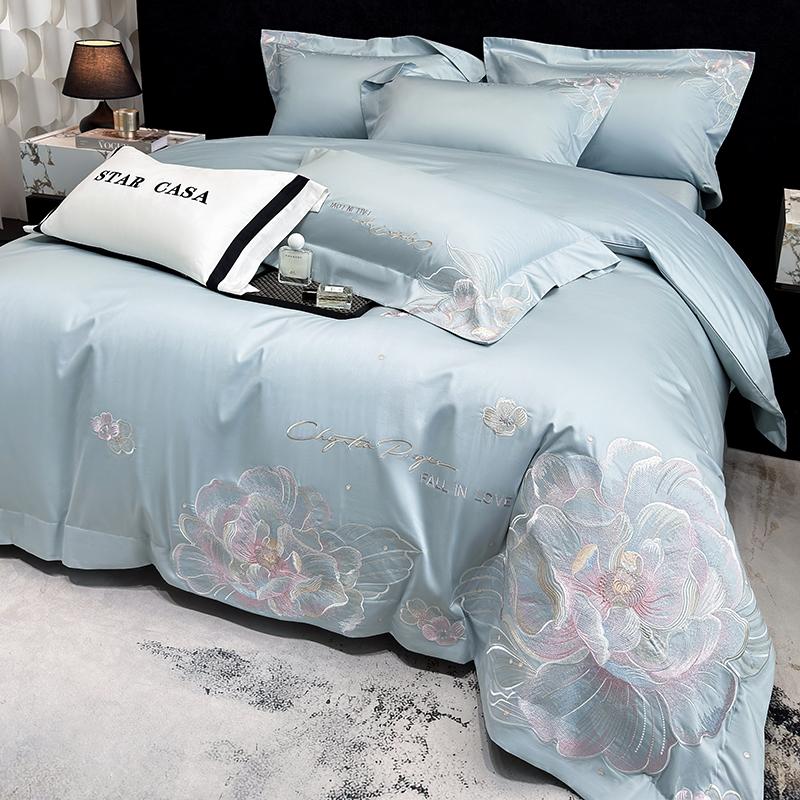 Svetanya 100s Egyptian Cotton Bedding Set embroidery Bed Linens Sheet Pillowcase Duvet Cover Set Underwear