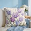 Cushion Cover Tulip Flower Short Plush Soft DoubleSided Printing Pillow Case Cozy Sofa Bedroom Home Decor Gift