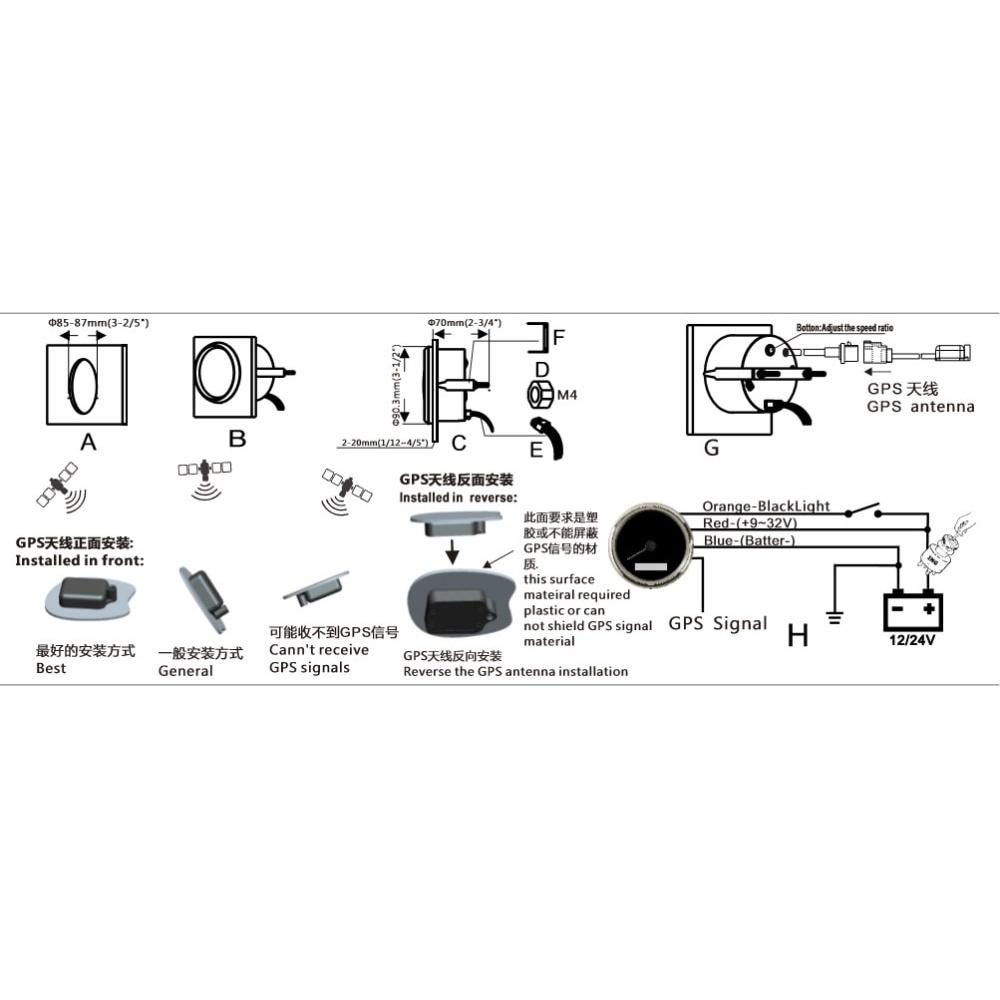 85mm Waterproof GPS Digital Speedometer Odometer Gauge, for Auto Truck Marine