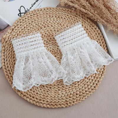 Damen Spitze Floral Abnehmbare Manschetten Falsche Manschetten Pullover Bluse Handgelenkwärmer Mädchen Fake Ärmel Trompetenmanschette Dekorativ