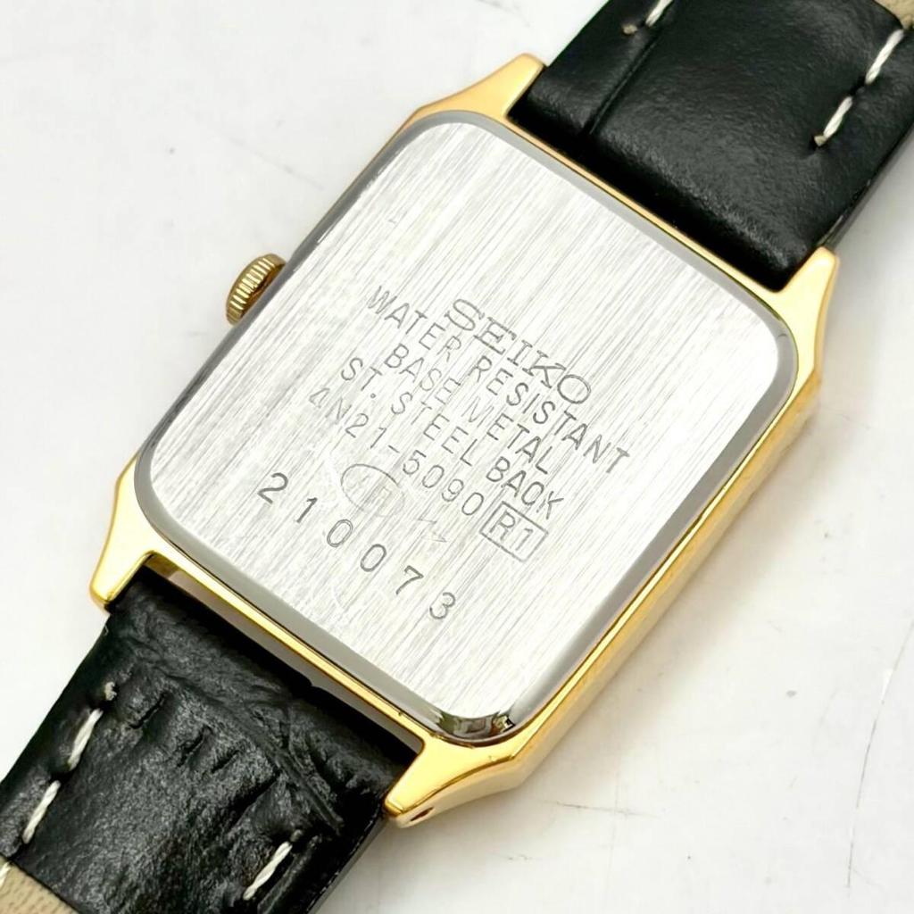 Used [New Battery] SEIKO Seiko Ladies Watch Gold Rectangular 4N21-5090 210073 New Belt