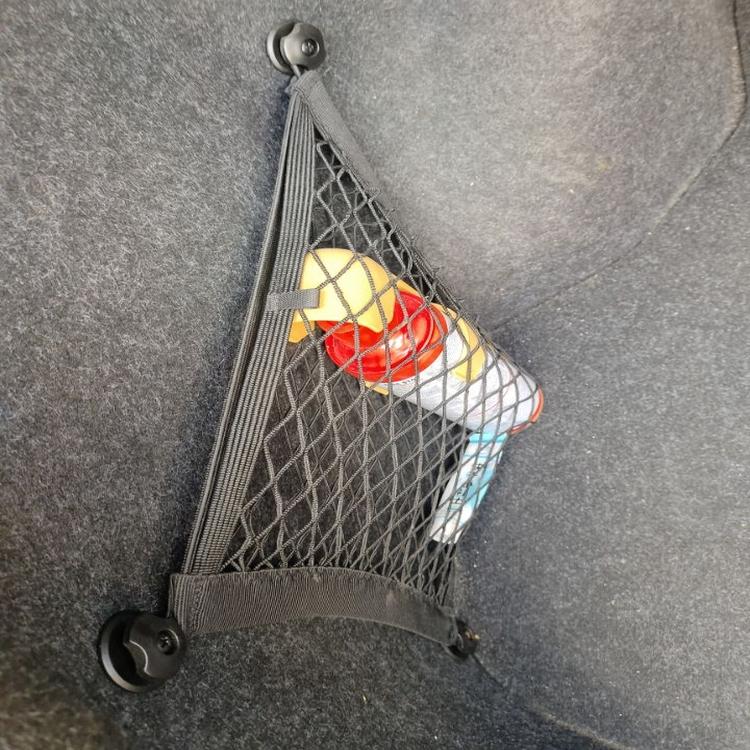 20x35cm Black PP Mesh Car Trunk & SUV Seat Back Storage Net Bag with Adhesive Backing Hanging Cargo Bag