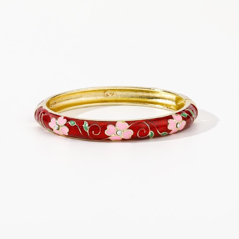 Enamel Vintage Cloisonne Bangle Traditional Chinese Chinese Flower Bangle Classic Cherry Blossom Women's Hand Bracelet