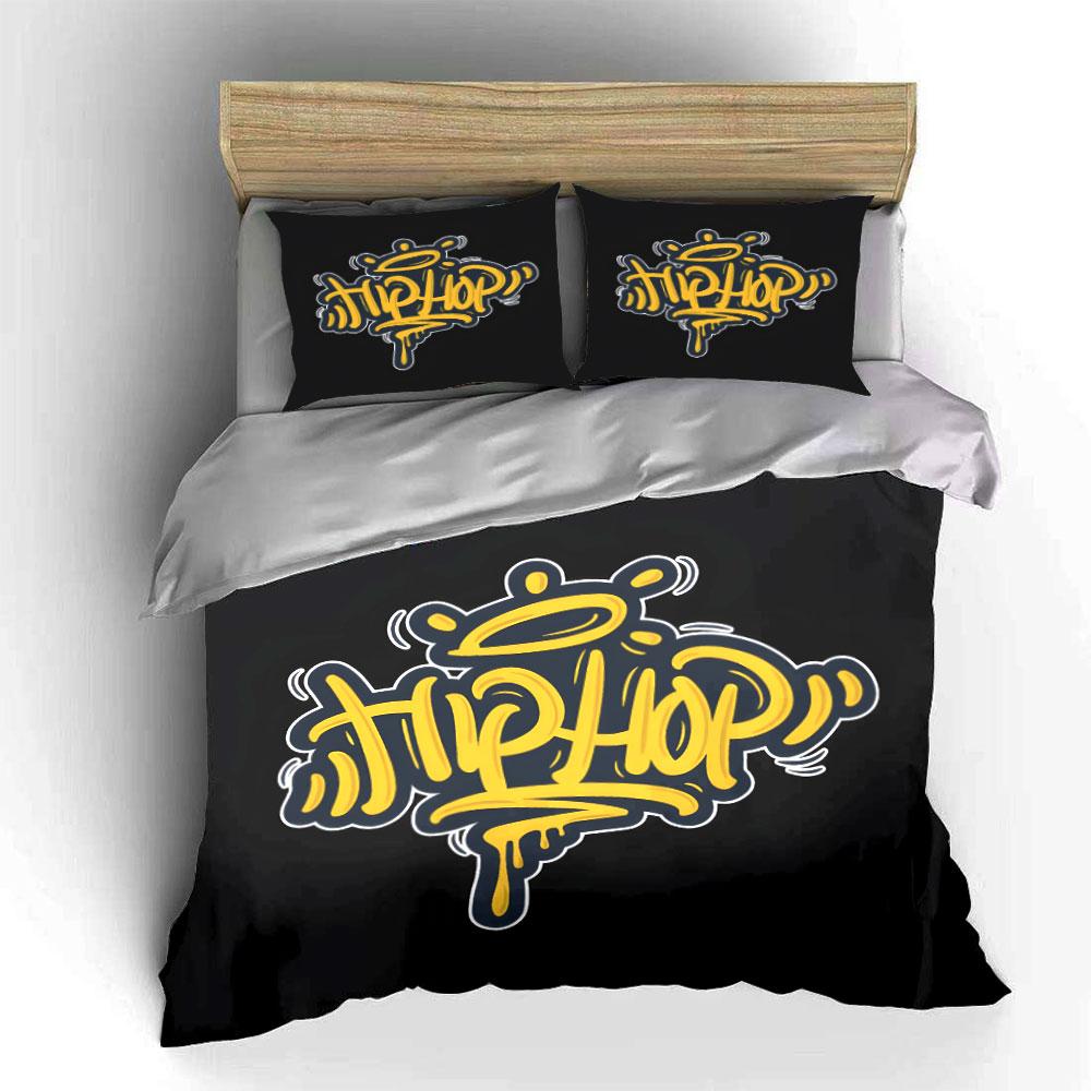 Hip-Hop Graffiti Style Set Multiple Sizes Kid'S And Adults' Bedroom Exquisite 3Pc Bedding Set, Gift