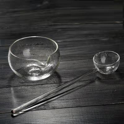 450ml Japanese Style Matcha Hammered Glass Tea Bowl Spoon Dry Brewing Method Green Tea Tea Maker Kung Fu Tea Set