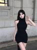Spice Girl Style Design Sense Small Round Neck Fashionable Dress Women's Autumn New Fashion Hip Wrap Sleeveless Versatile Short Skirt