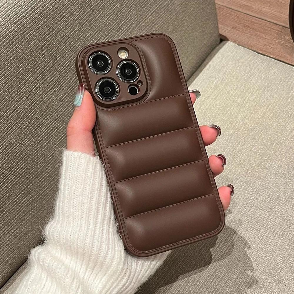 Colorful Down Jacket pattern silicon phone case for iPhone 16 15 14 13 12 11 Pro Max Plus full camera shockproof soft back cover