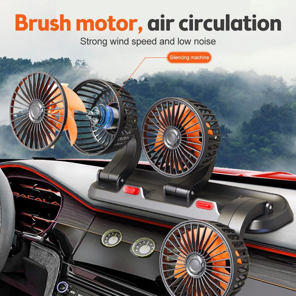 Car Fan 360° Adjustable 3 Head Air Fan Automotive Electric Fan USB/12V/24V Fan 2 Speeds Car Silent Fan For Home Desk Office Car Heat Shields 2