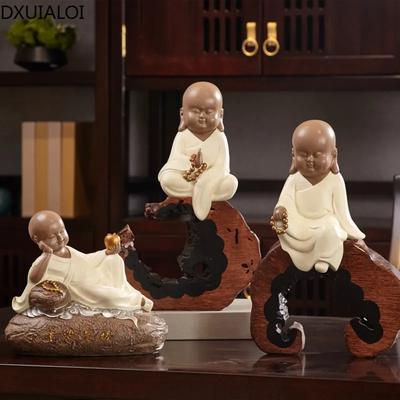 Modern Minimalist Simulation Character Little Monk Ornaments Resin Crafts Office Home Living Room Coffee Table Ornaments