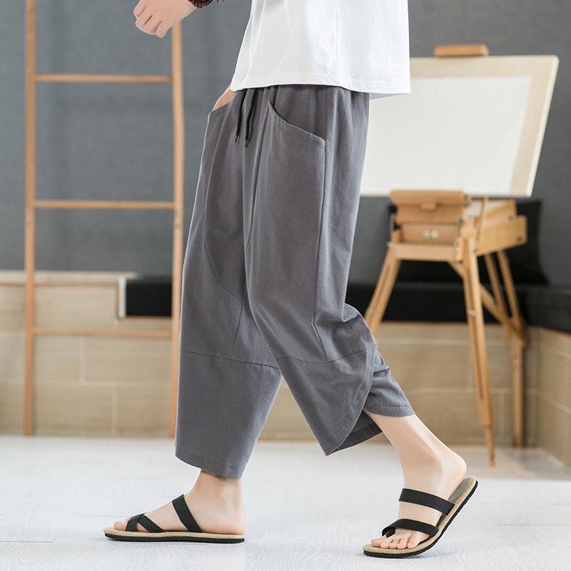 Men's Lightweight Cotton-Linen Wide-Leg Casual Pants