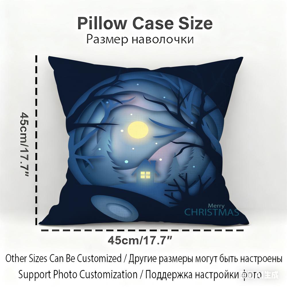Blue And Green Snowflake Christmas Cushion Cover Household Decoration Linen Sofa Cushion Cover: Skin-Friendly & Breathable With
