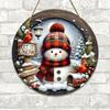 1pc 7.9" Wooden Christmas Wreath Centerpiece - Round Holiday Wall/Door Hanging Ornament with Snowman, Home Decor