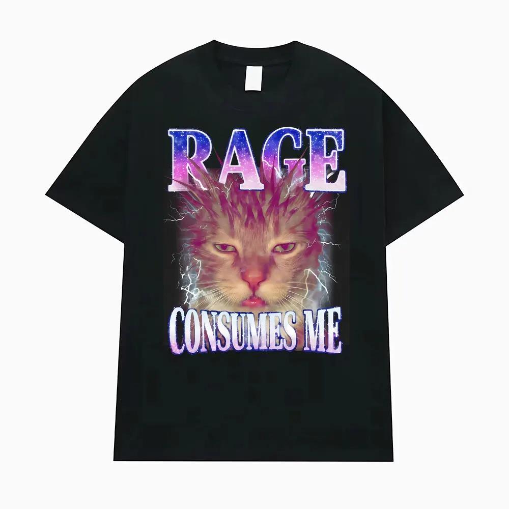 Anger Consumes Me Funny Cat Pet Emoji Graphic TShirt  Unisex Trendy Classic Humorous Casual Short Sleeve Comfortable Tshirt S