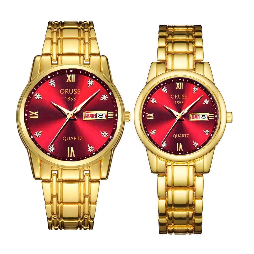 Gold Watch Simulation Watch Atmospheric Business Waterproof Luminous Calendar Watch Men'S Couple Watch Quartz Watch