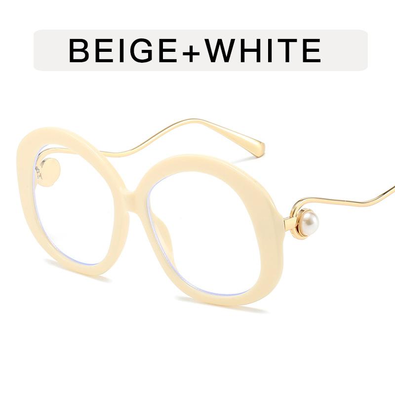 Round Shape Sunglasses for Women Pearl Decoration Anti-glare Sun Glasses for Woman European American Stylish Ladies Sunglass