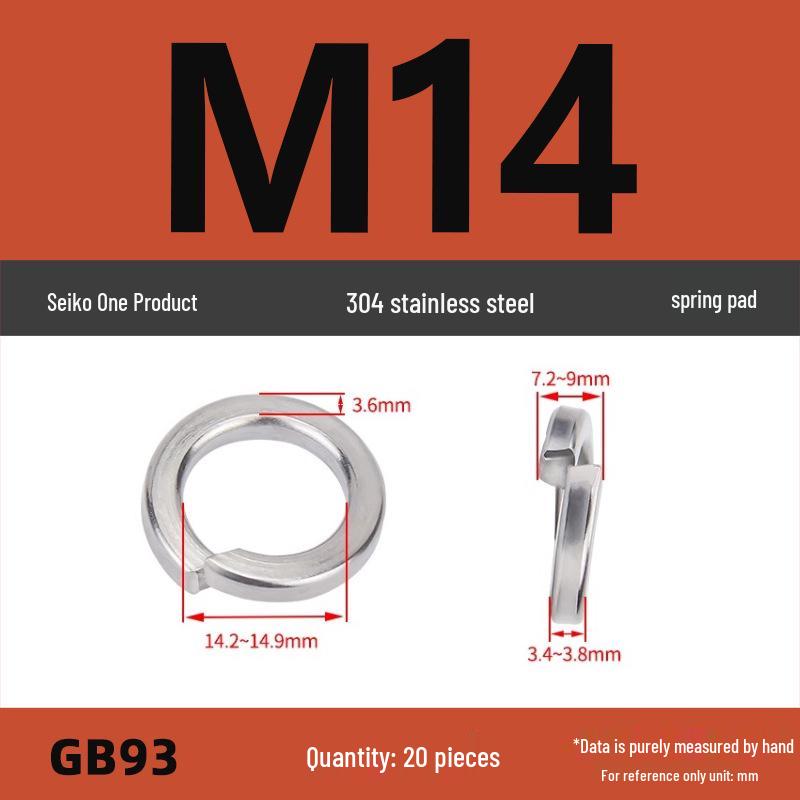 304 Stainless Steel Heavy Duty Spring Washer, Light Duty Thick Washer Spacer GB93