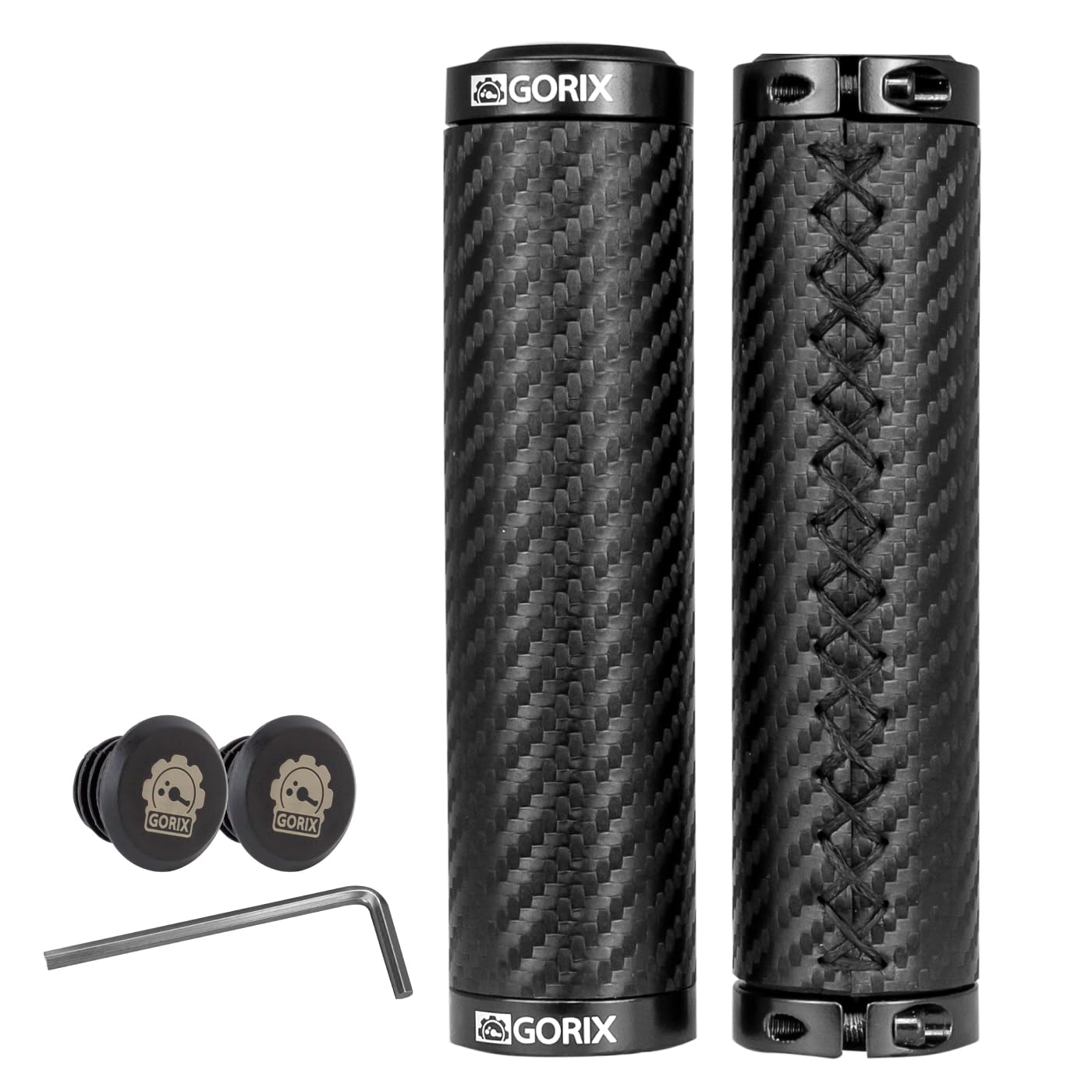 

GORIX Bicycle Carbon Customizable Grip Replacement for Cross Mountain Mini and Other Stylish Cylindrical Shape Grips, Fiber, Lock-On, Straight, чёрный