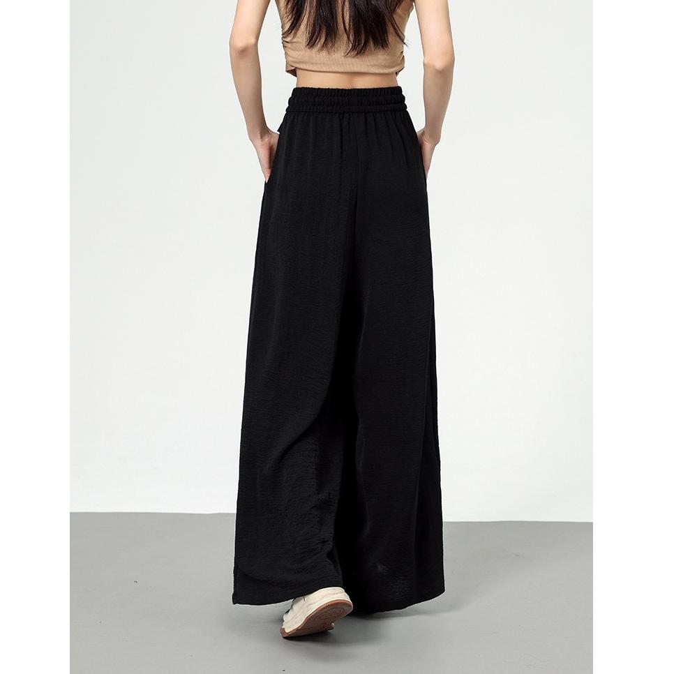 Plus-size At All Seasons Elastic Strap Wide Leg Pant High Waist Women Trousers Chiffon Loose Plus Size Fashion Woman Casual Pants
