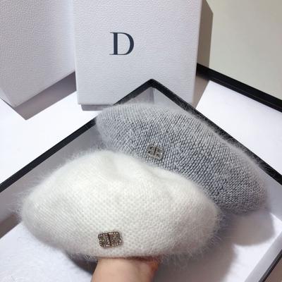 Angola Rabbit Hair Beret Female A Two-Color Warm Octagonal Hat Small Fragrant Painter Hat Tide