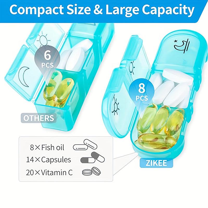 Pill Organizer 3 Times a Day, Compact Pill Box 7 Day with Roomy Pill Case and Sturdy Design