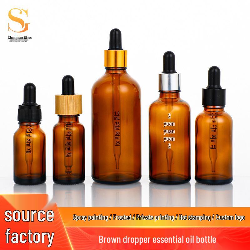 Brown Glass Essential Oil Dropper Bottle with Scale - Available in 5ml, 10ml, 20ml Sizes