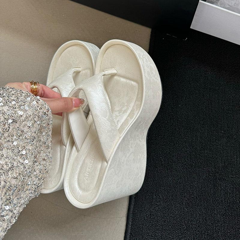 

Модные розовые модные шелковые туфли на платформе женские клинья шлепанцы шлепанцы женские на толстой подошве женские клинья шлепанцы слайды сандалии обувь 35 бежевый