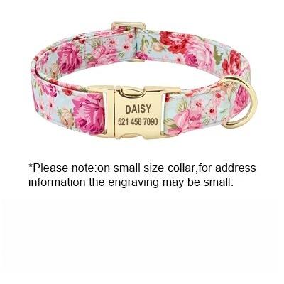 Personalized Printed Dog Collar Leash Set Customized Nylon Pet Collar Leash Free Engraved Nameplate For Small Medium Large Dogs
