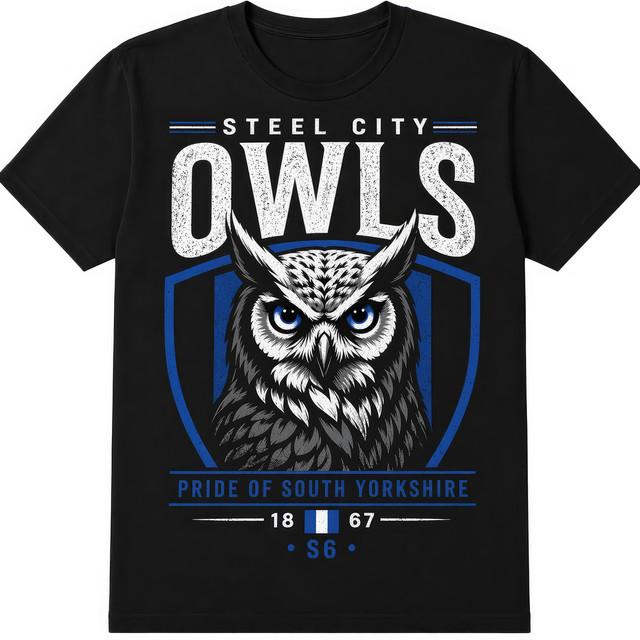 Steel City Owls Pride of Yorkshire T-Shirt Football Fan Gift Casual XXXXL