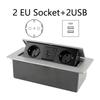 Aluminum Panel Desk Socket EU Socket Desktop Outlet With Cable Plug Hidden Socket  Kitchen Counter