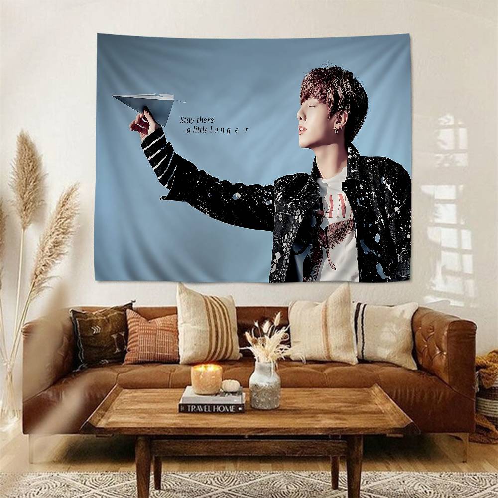 EEuphoria JJungkookKKPOP Anime Tapestry Hippie Flower Wall Carpets Dorm Decor Wall Hanging Home Decor